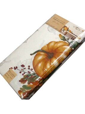 new Autumn Medley Pumpkin Damask 60" x 104" Thanksgiving Tablecloth (seats 8-10)